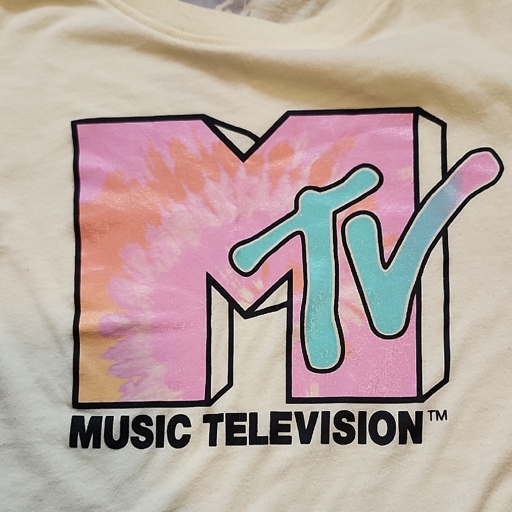 MTV Tee in Yellow With Pink Tie Dye Graphic - Picture 3 of 5